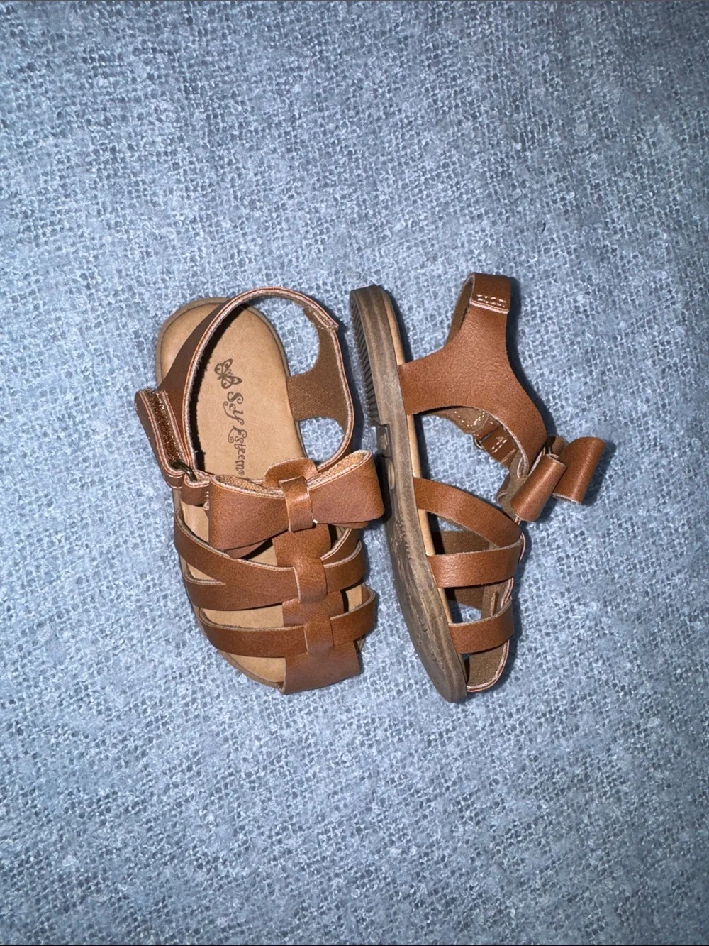 Self Esteem Girls Brown Woven Kids Sandals